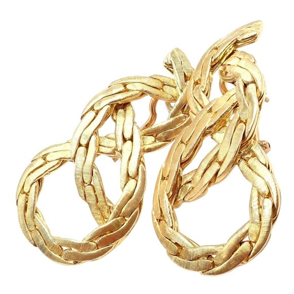 Authentic! Vintage Buccellati 18k Yellow Gold Knot Rope Coil Earrings - Picture 9 of 10